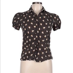 Topshop sailboat ⛵️ button up collared blouse top UK 10